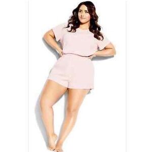 City Chic Layla Sleep Romper Rose Pink XS 14 R